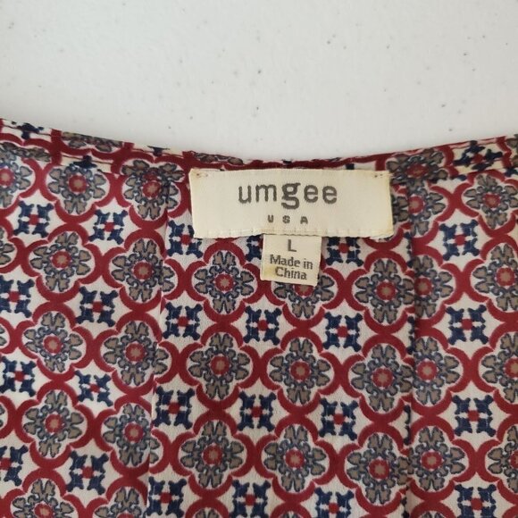 UMGEE Large Cold Shoulder Boho Blouse 3/4 Tie sleeves Flowy Lightweight - Picture 3 of 8